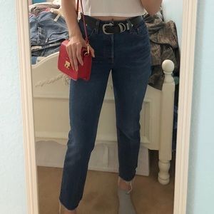 dark wash Levi’s 501